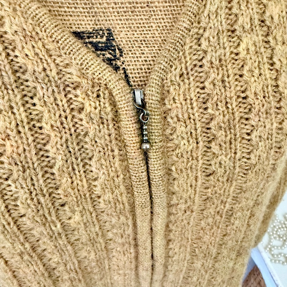 Vintage L.L. Bean Wool Knit Zip Front Cardigan Sz M - Picture 4 of 13